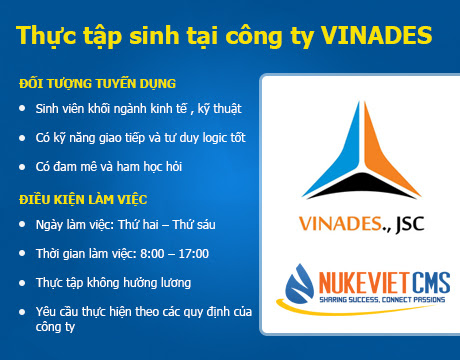 ChÆ°Æ¡ng trÃ¬nh thá»±c táº­p sinh táº¡i cÃ´ng ty VINADES